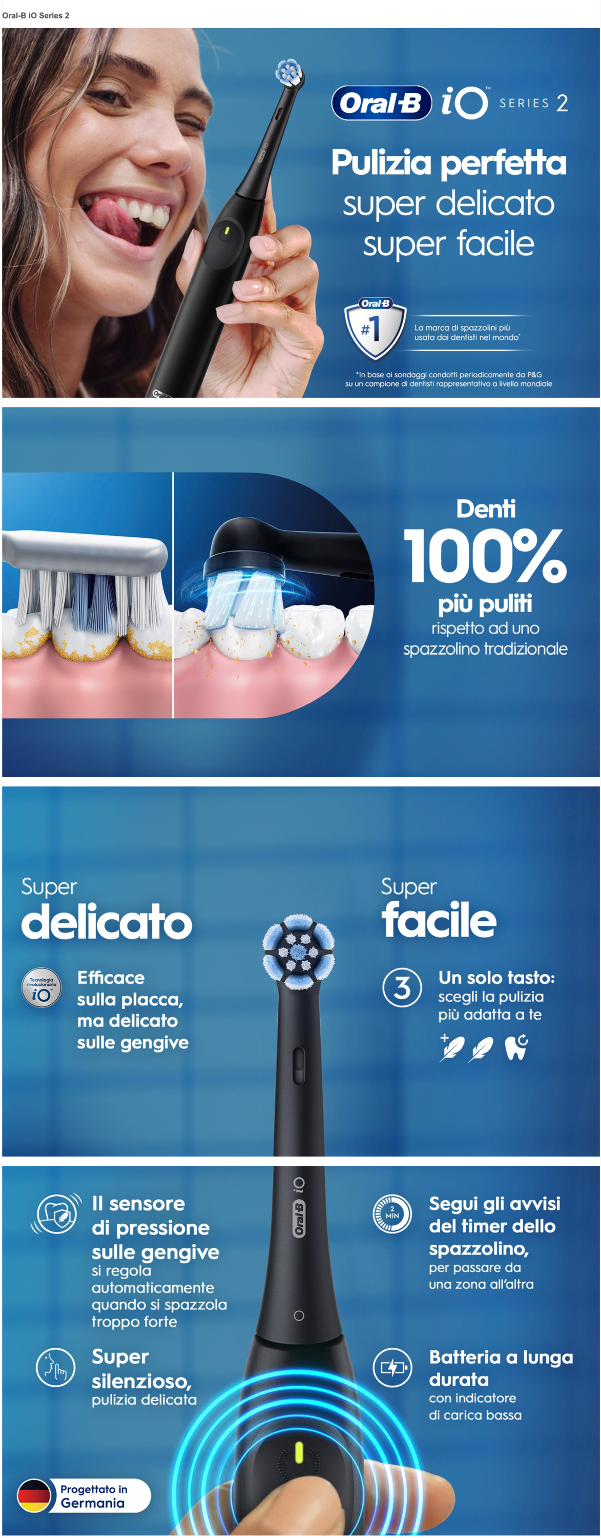 Oralb Power Spazzolino Elettrico Io2 Series Night Black + Travel Case