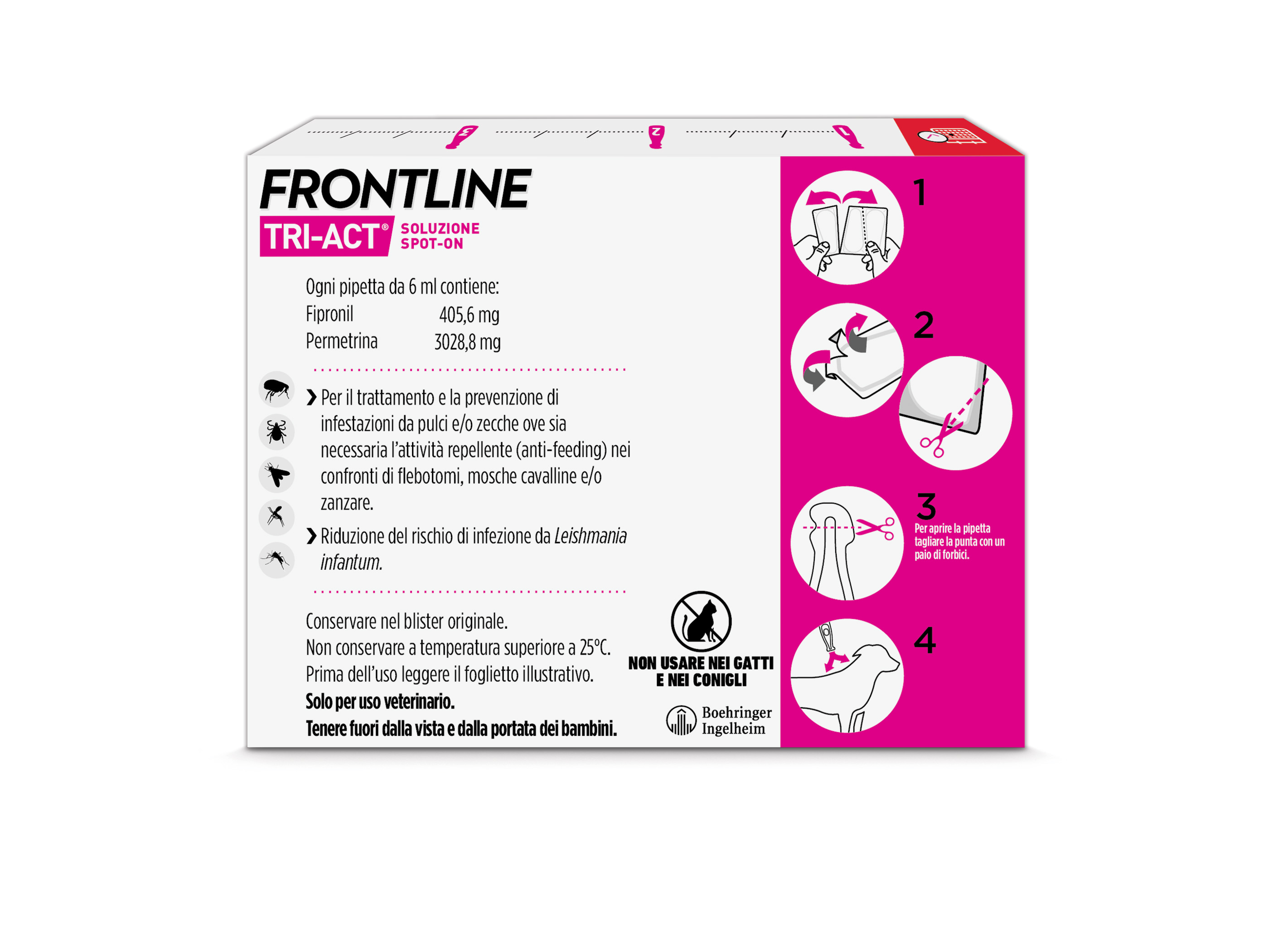Frontline Tri Act x3 Pipette, Antiparassitario Per Cani e Cuccioli (Taglia XL 40-60Kg) Contro Pulci, Zecche, Zanzare, Pappataci e Leishmaniosi