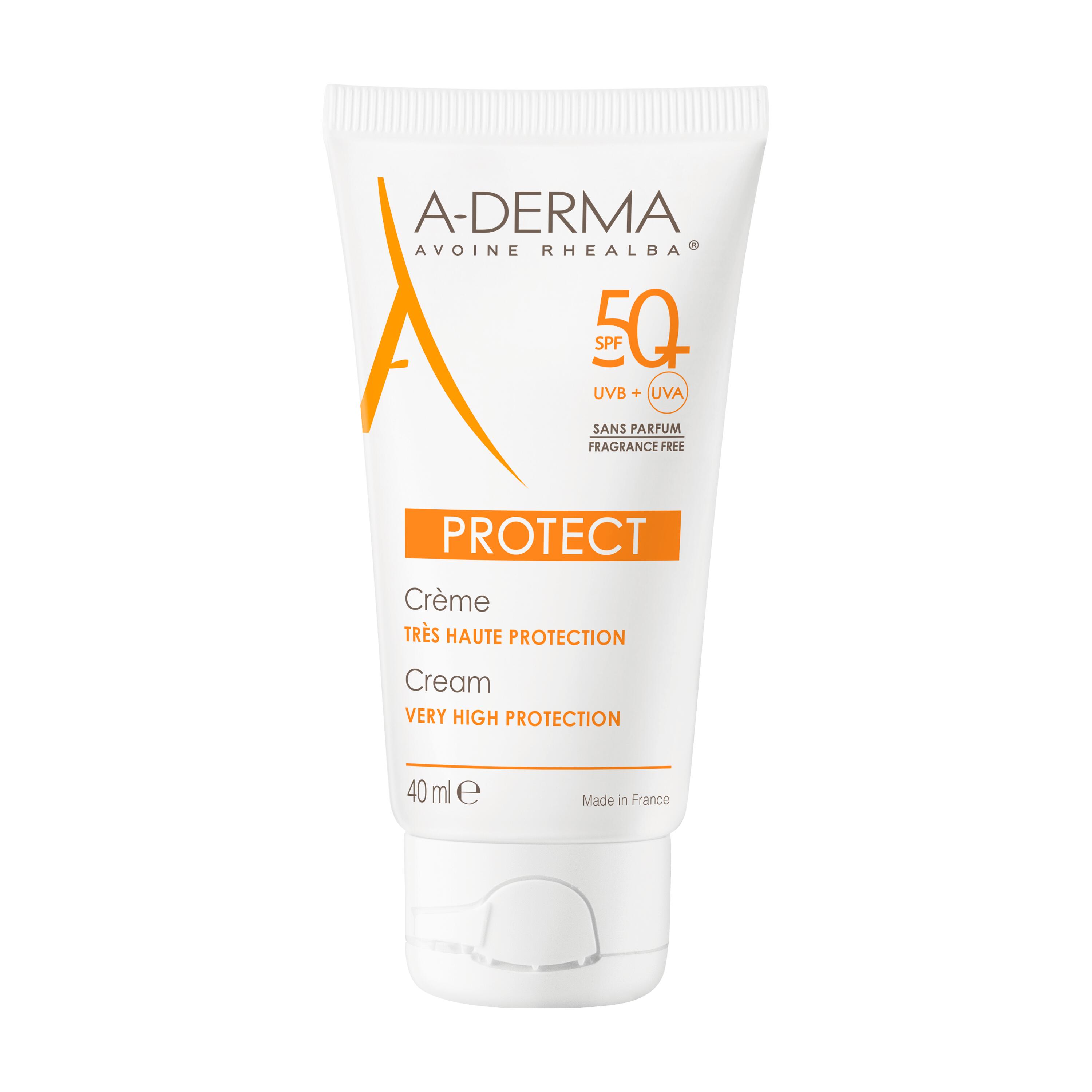 A-Derma Protect Crema Solare Senza Profumo SPF50+ - Protezione Solare Molto Alta Viso 40 ml