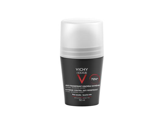 Vichy Homme Deodorante anti-traspirante controllo estremo 72H - Roll On 50 ml efficace per 72 ore
