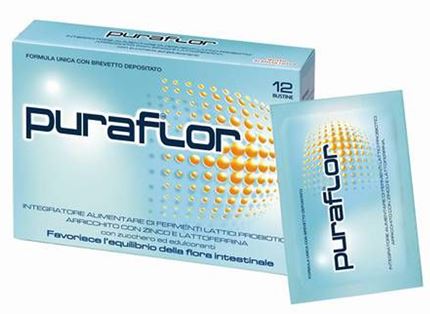 Puraflor Integratore Alimentare Intestino Fermenti Lattici Probiotici Flora Intestinale 12 Bustine