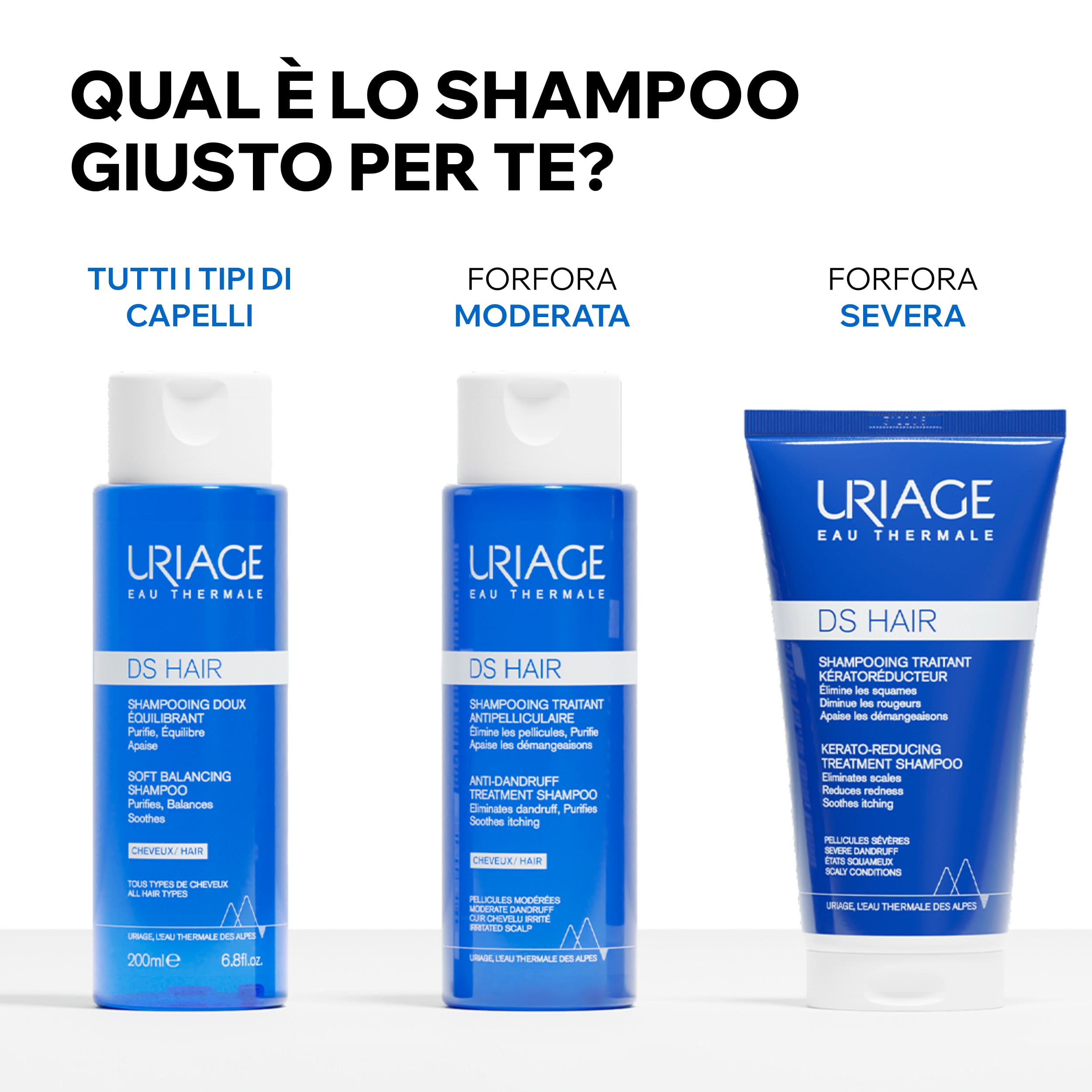 Uriage DS Hair - Shampoo Antiforfora Per Forfora Moderata, Secca O Grassa 500 ml