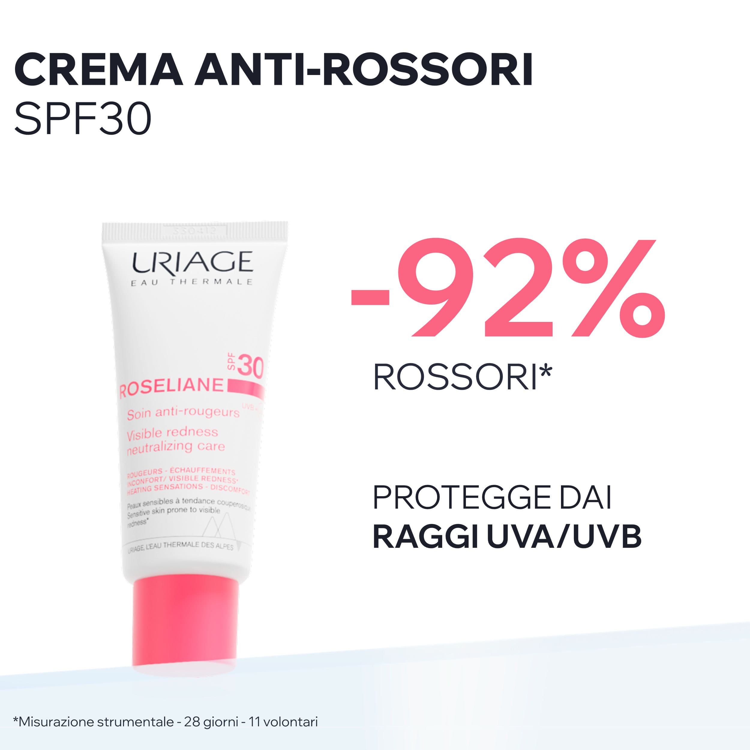 Uriage - Roséliane Crema Anti-Rossori SPF30 Idratante E Lenitiva Viso Per Pelle Sensibile 40 ml