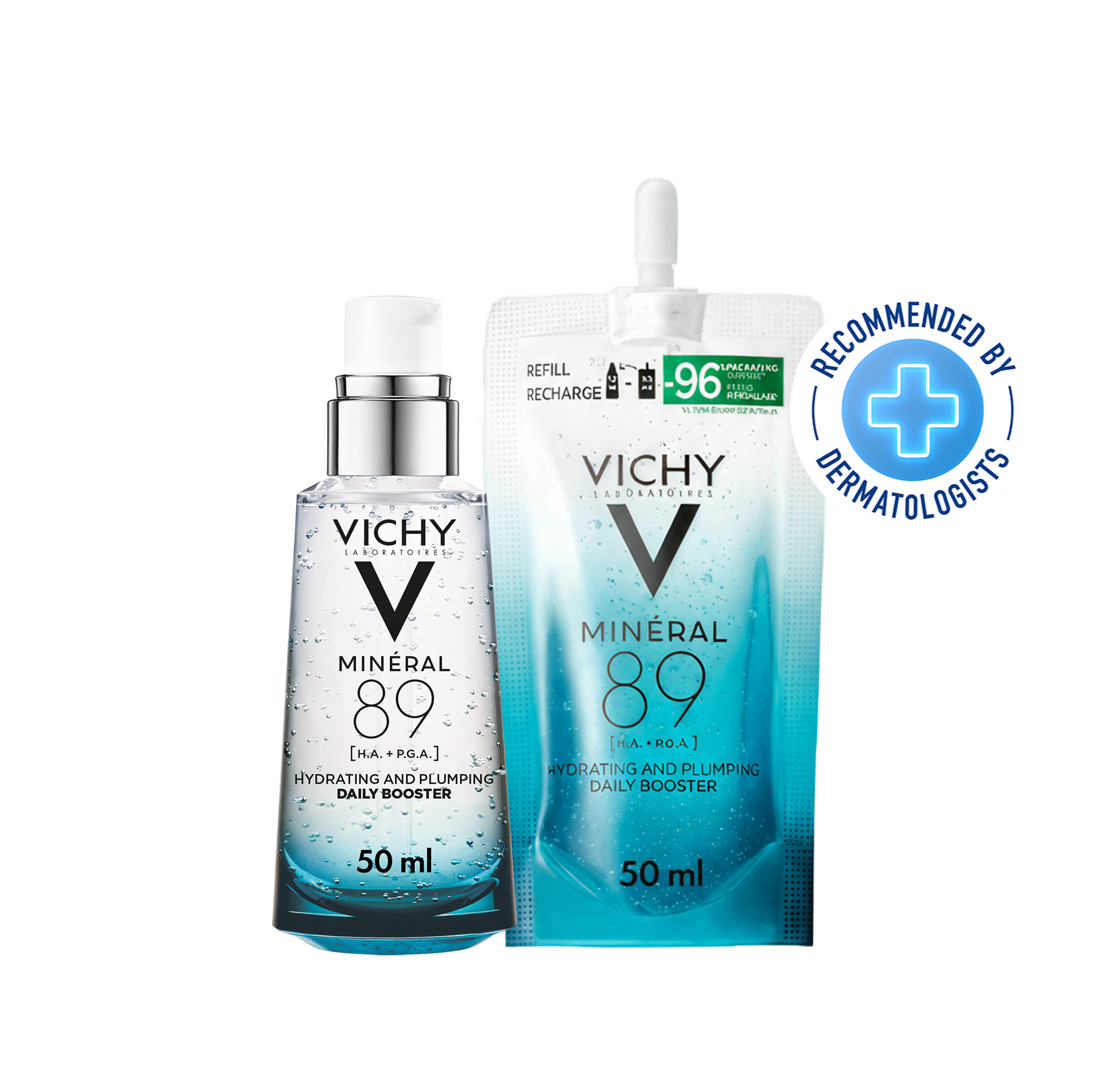 Vichy Minéral 89 - Booster Quotidiano Con Acido Ialuronico Fortificante E Rimpolpante Eco-Ricarica 50 ml