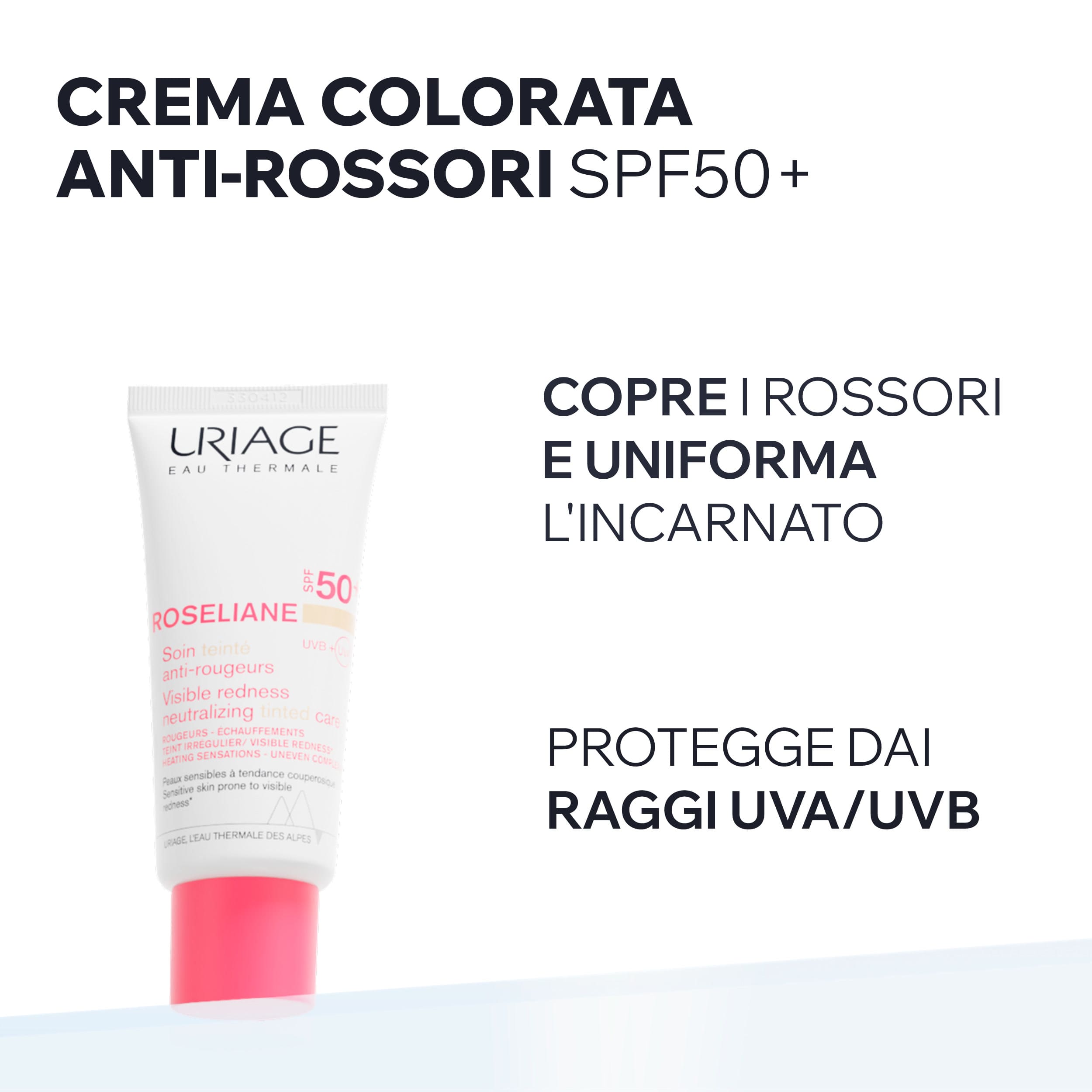 Uriage - Roséliane Crema Colorata Anti-Rossori Lenitiva SPF50+ Per Pelle Sensibile 40 ml - Tonalità Chiara