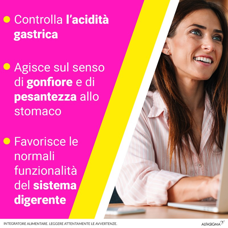 BIOCHETASI  Digestione e Acidità contro sintomi del reflusso, acidità e bruciore di stomaco - 20 compresse masticabili
