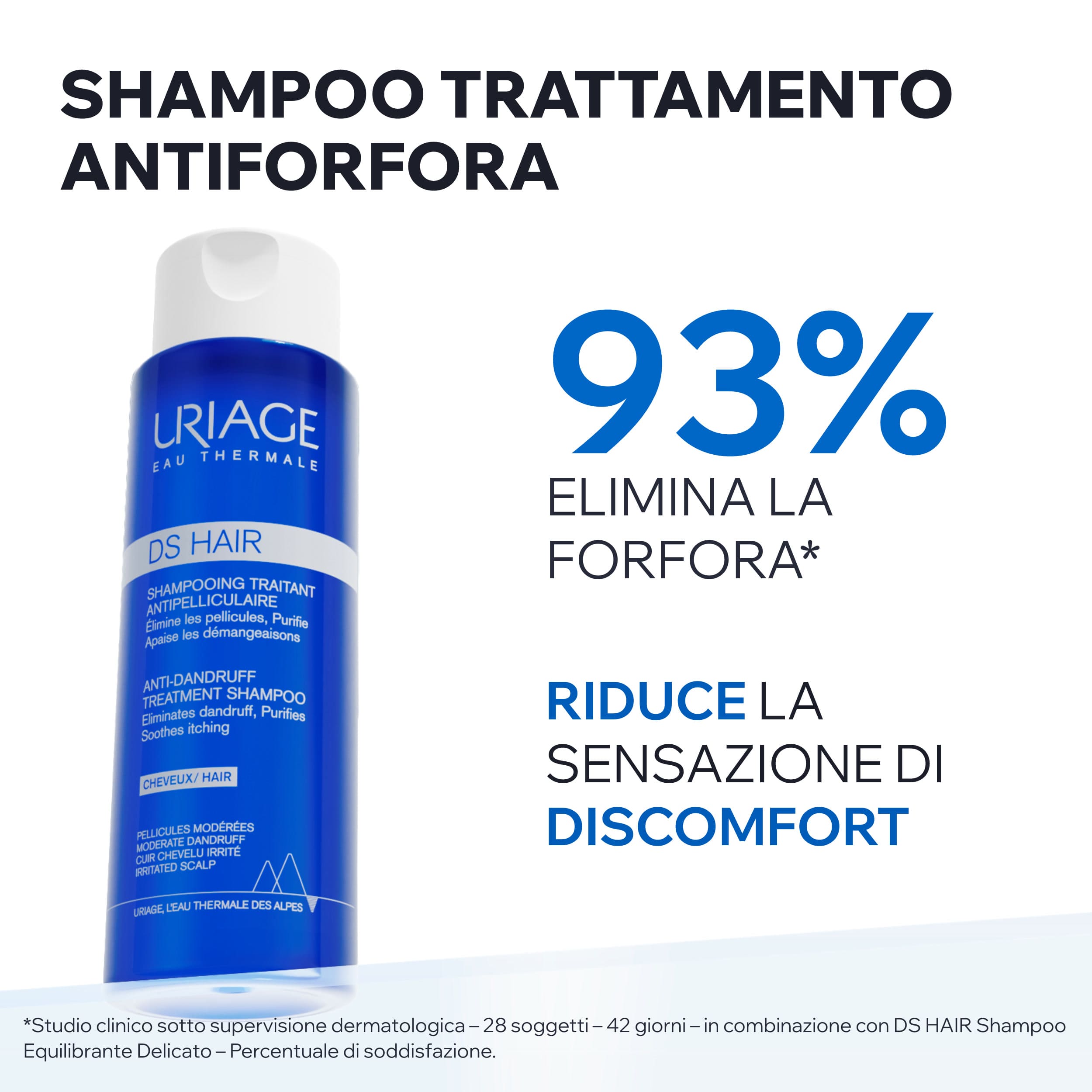 Uriage DS Hair - Shampoo Antiforfora Per Forfora Moderata, Secca O Grassa 500 ml