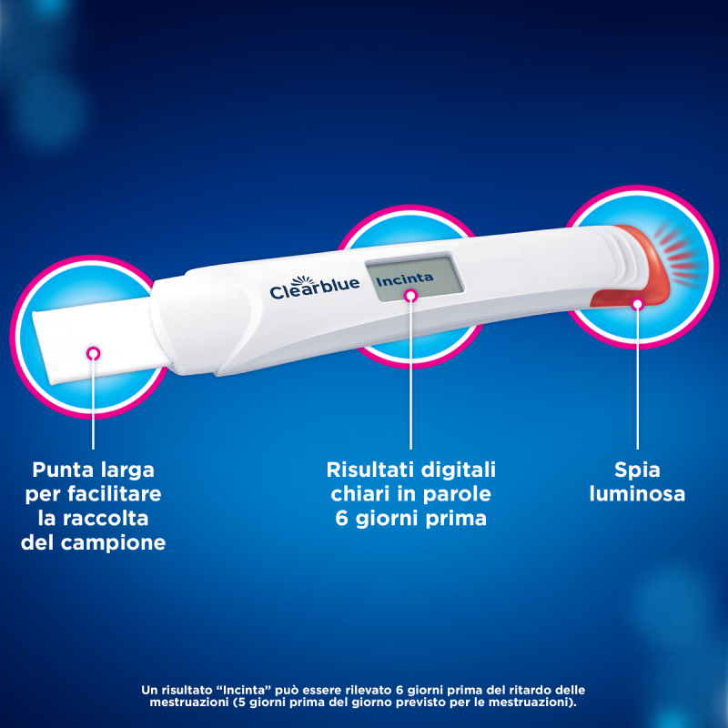 Test di Gravidanza Rilevazione Digitale Precoce Clearblue – 1 Test Digitale