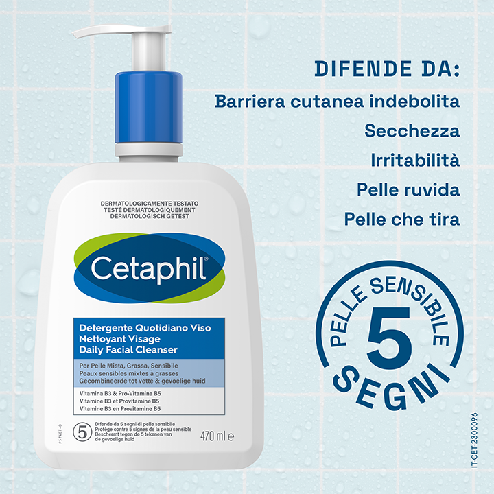 Cetaphil - Detergente Quotidiano Viso Per Pelle Mista, Grassa E Sensibile 473 ml