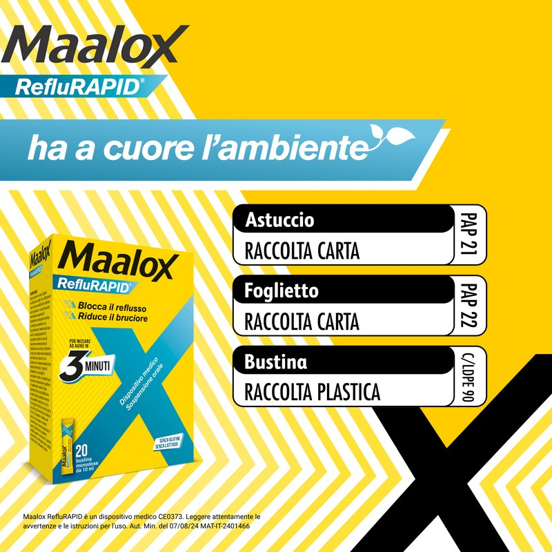 Maalox RefluRapid - 20 Bustine Monodose Contro Il Reflusso E Bruciore Di Stomaco