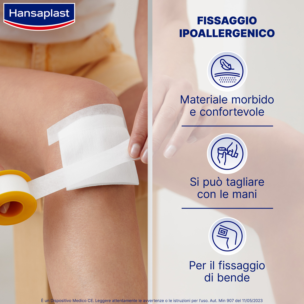 Hansaplast Soft Cerotto Rocchetto, Cerotto rotolo morbido per il fissaggio di bende, 5 m x 2.5 cm