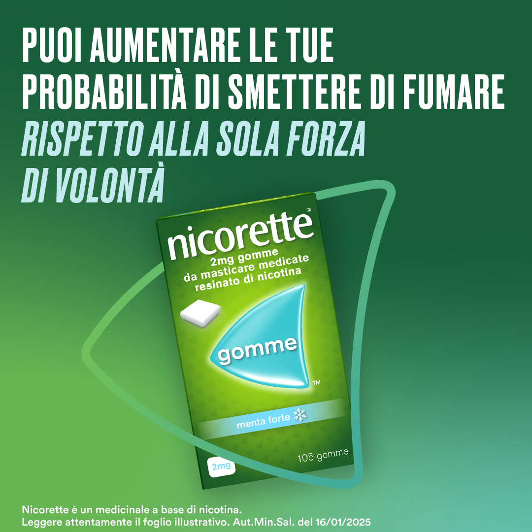 Nicorette Gomme 2 mg Nicotina Menta 105 Gomme Masticabili per smettere di fumare