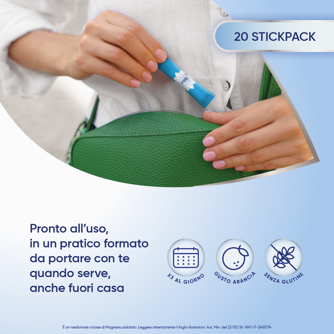 MAG2 Magnesio Pidolato 1,5 g/10 ml - Soluzione Orale Per Stanchezza E Debolezza Muscolare 20 Stickpack