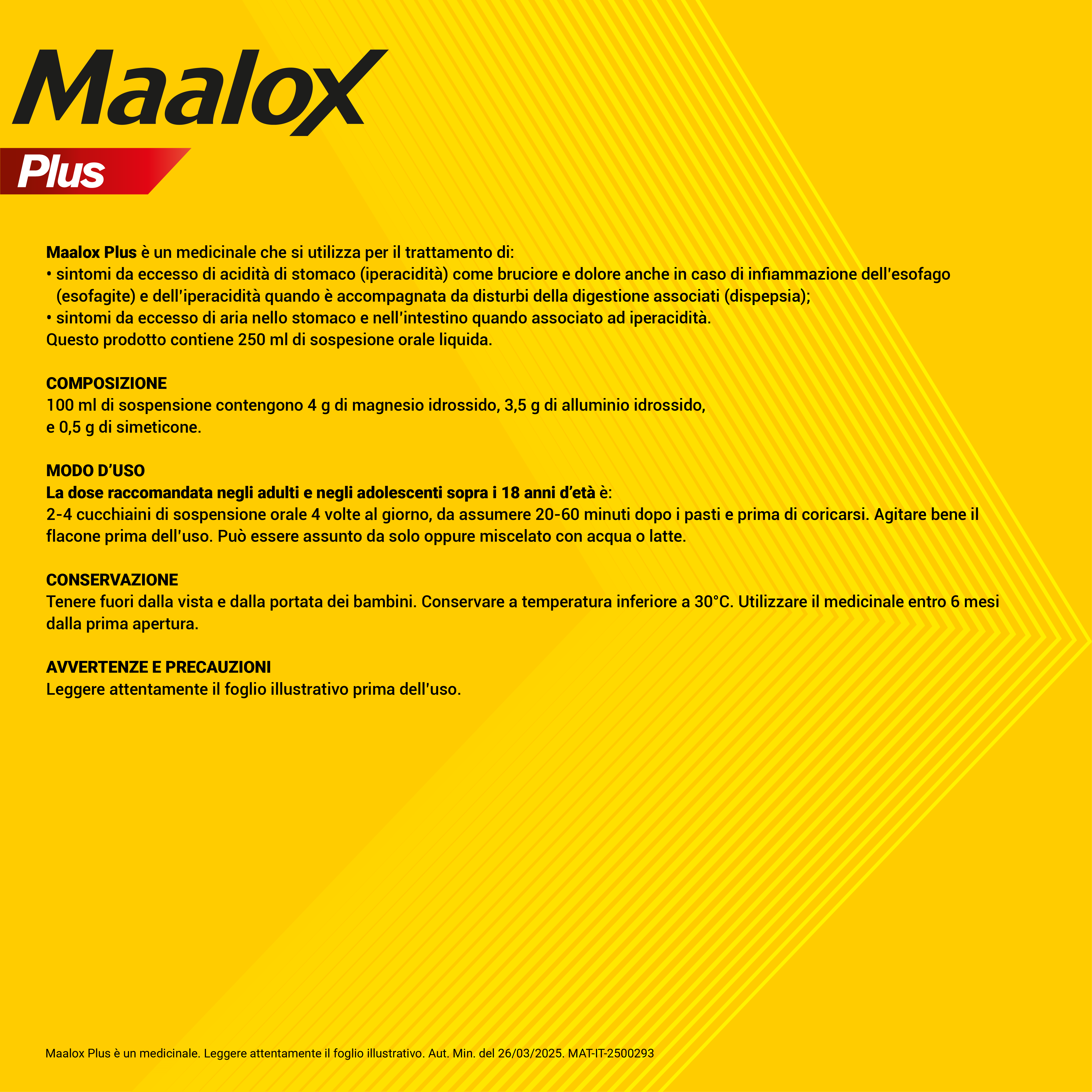 Maalox Plus  4% + 3,5% + 0,5% - Sospensione Orale Contro Bruciore E Iperacidità Di Stomaco 250 ml