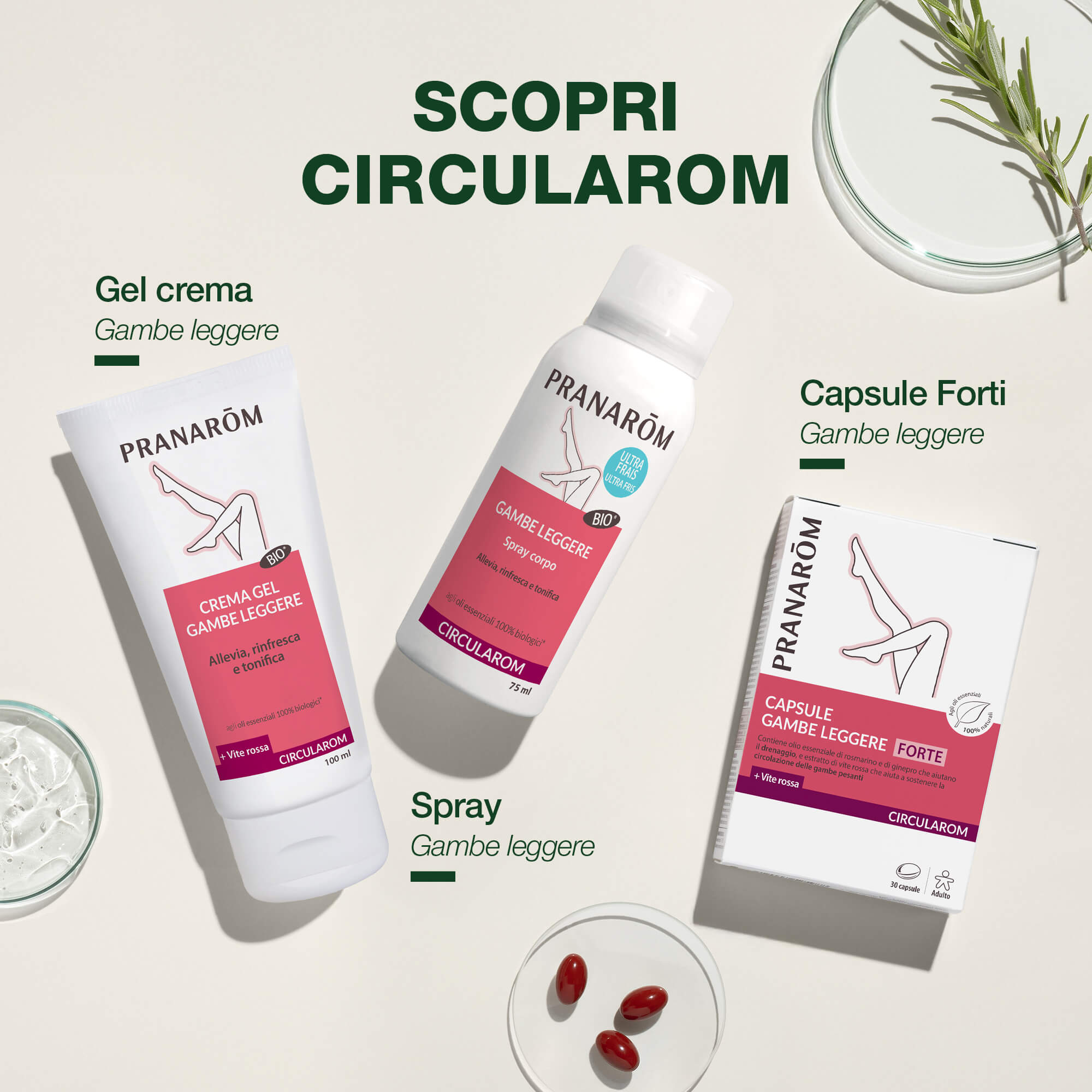 Pranarom Circularom - Crema Gel Per Gambe Leggere Bio 100 ml