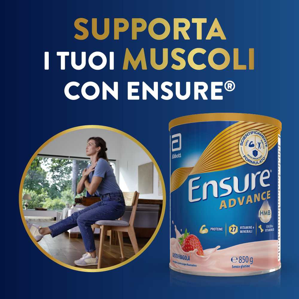 Ensure Advance Fragola 850 g Polvere - Integratore Di Vitamine E Minerali