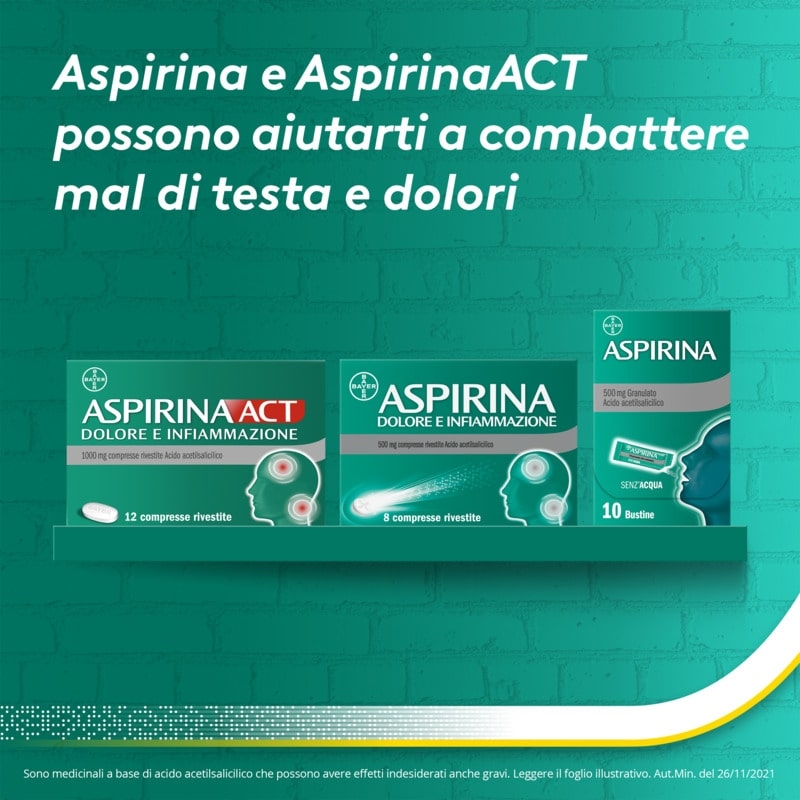 Aspirina C, contro sintomi di Raffreddore, Influenza e Febbre, 400 mg di Acido Acetilsalicilico + 240 mg di Vitamina C, antinfiammatorio e analgesico, 20 Compresse Effervescenti