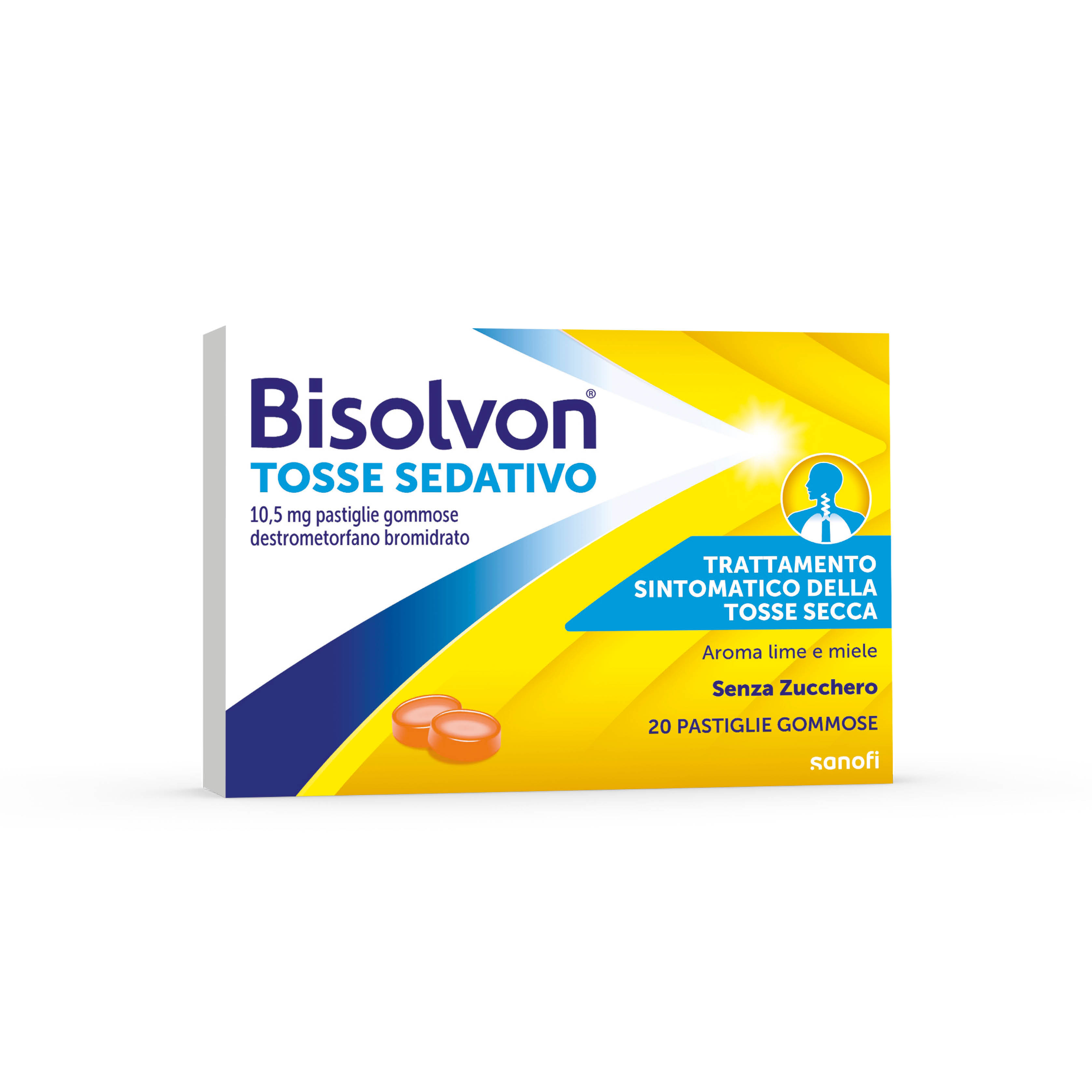 Bisolvon Tosse Sedativo 10,5 mg Gusto Miele E Lime - 20 Pastiglie Gommose Per Tosse Secca