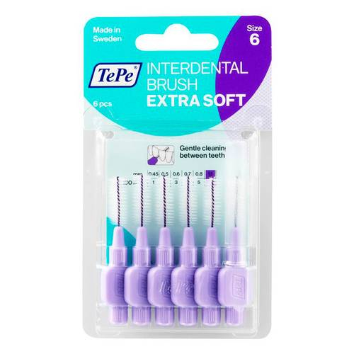 TePe Extra-Soft - 6 Scovolini Interdentali ISO 6 Misura 1,1 mm Viola