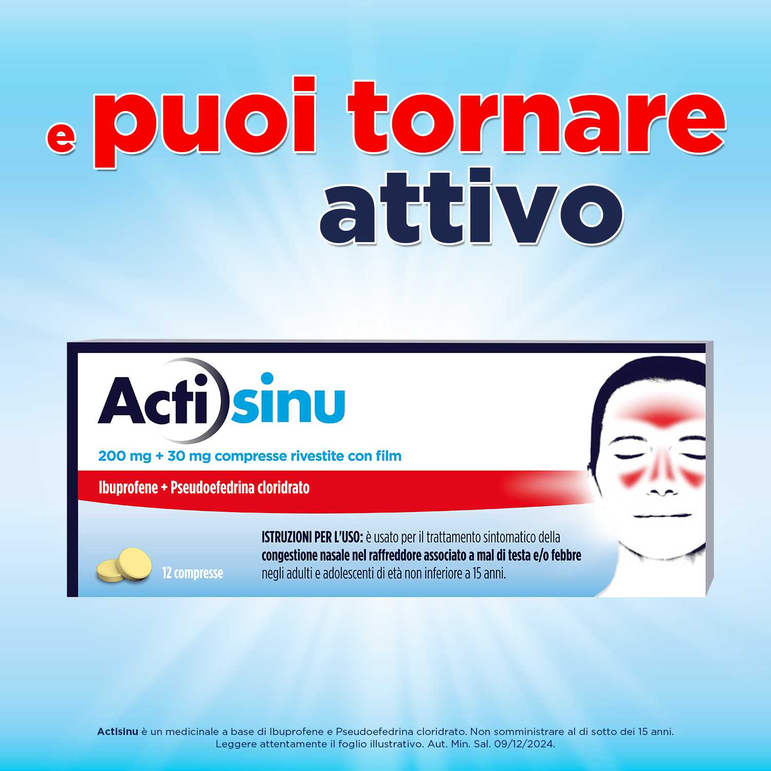 ActiSinu 12 Compresse Sinusite Raffreddore e Mal di testa