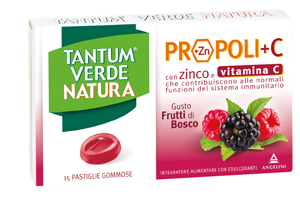 Tantum Verde Natura Frutti di Bosco Integratore Mal di Gola 15 Pastiglie