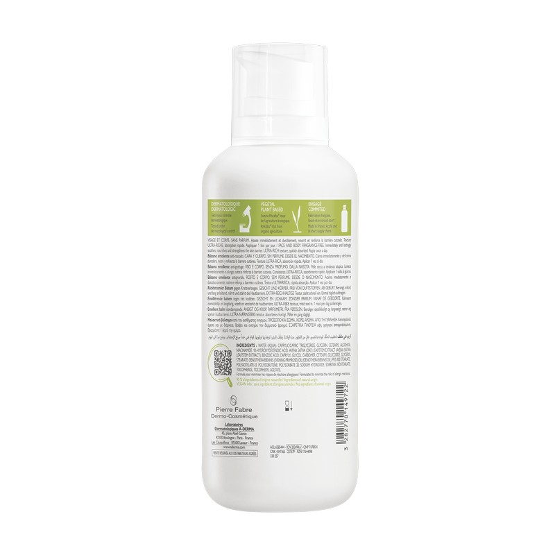 A-Derma Exomega Control Balsamo emolliente  “anti-grattage”, pelle secca a tendenza atopica, 400ml 