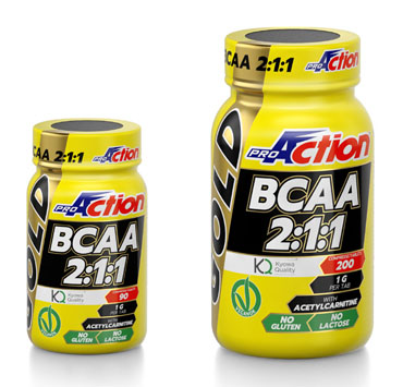 ProAction BCAA Gold 2:1:1 integratore alimentare utile per gli sportivi 200 compresse