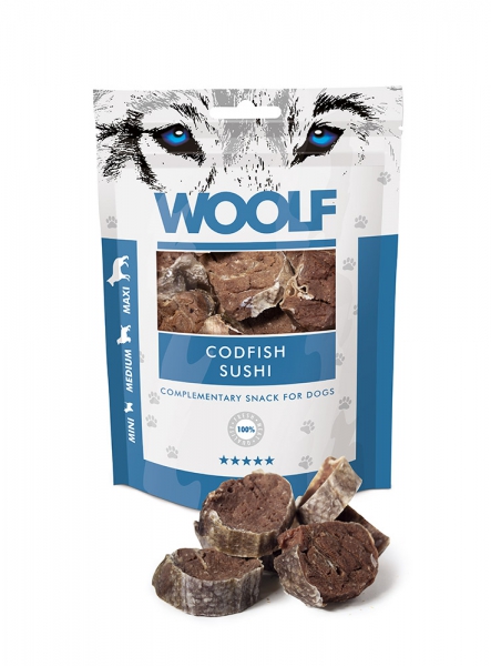 MAST WOOLF CANE SNACK MINI/MEDIUM/MAXI SUSHI MERLUZZO 100GR