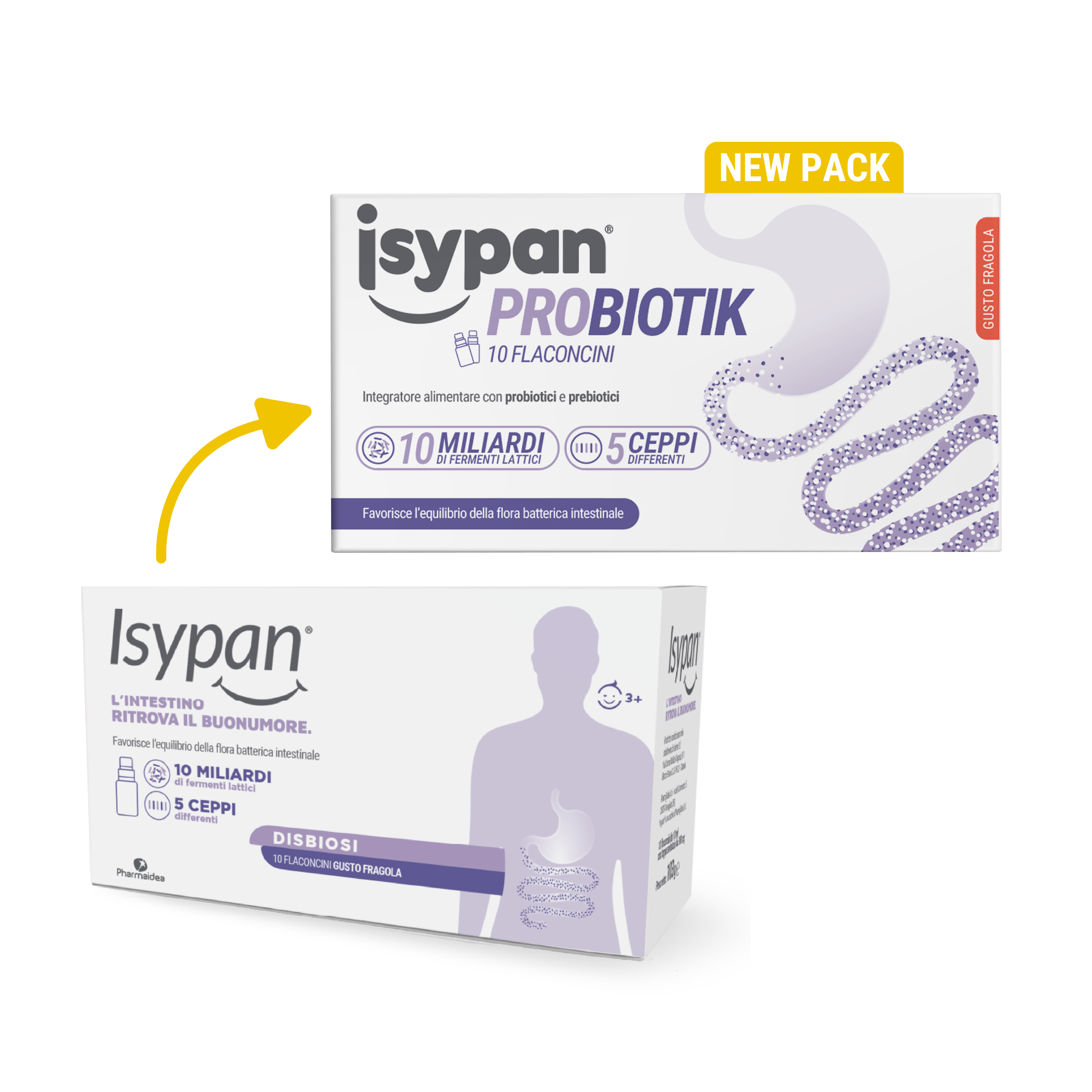 Isypan Probiotik 10 Flaconcini Gusto Fragola - Integratore Per La Flora Batterica Intestinale