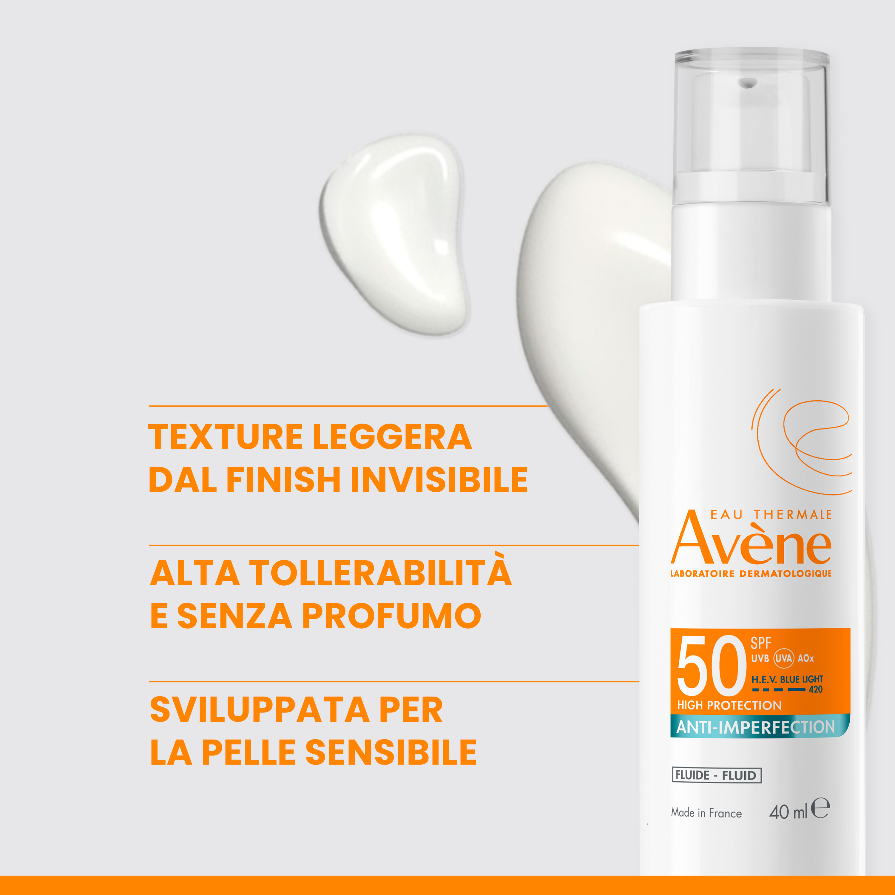 Avène - Eau Thermale - Fluido Anti-Imperfezioni SPF50 Protezione Alta 40 ml