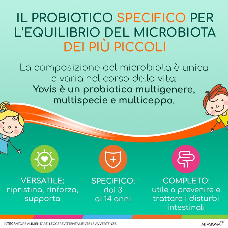 Yovis Bambini Flaconcini, Probiotici per il Benessere Intestinale con Vitamine del Gruppo B, 10 Miliardi di Fermenti Lattici Vivi, indicato per Bambini dai 3 ai 14 anni, 10 Flaconcini, Gusto Fragola