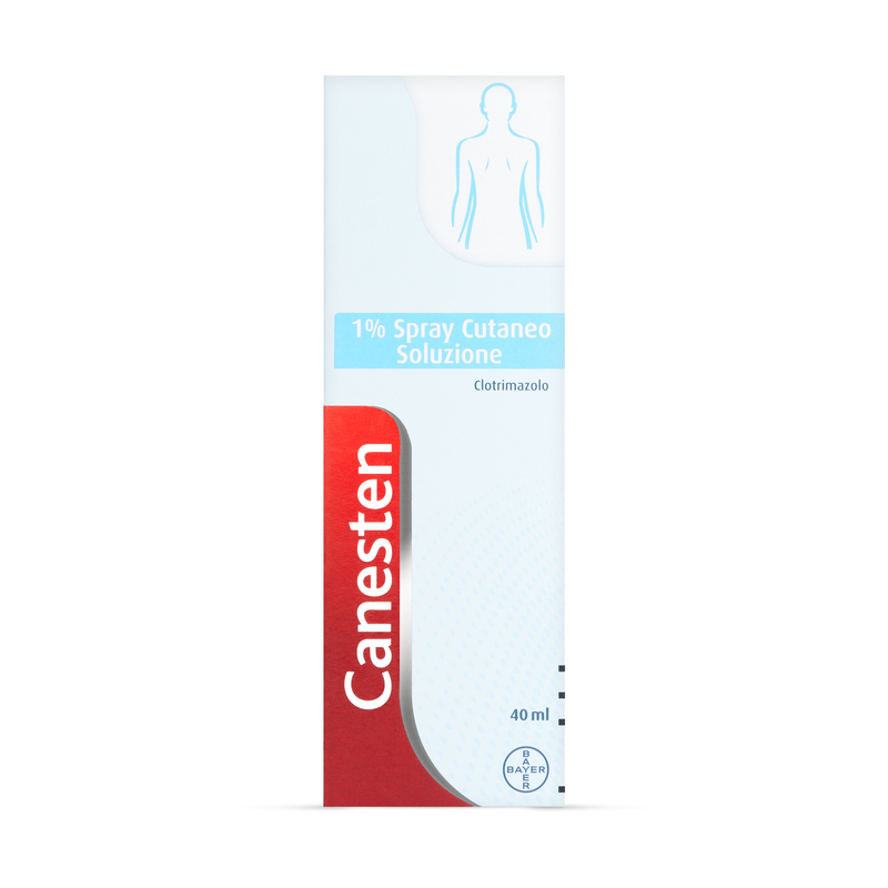 Canesten Spray cutaneo, per il Trattamento di Micosi, Funghi della Pelle e Piedi, a base di Clotrimazolo 1%,  con azione Antifungina e Antimicotica, Flacone da 40 ml