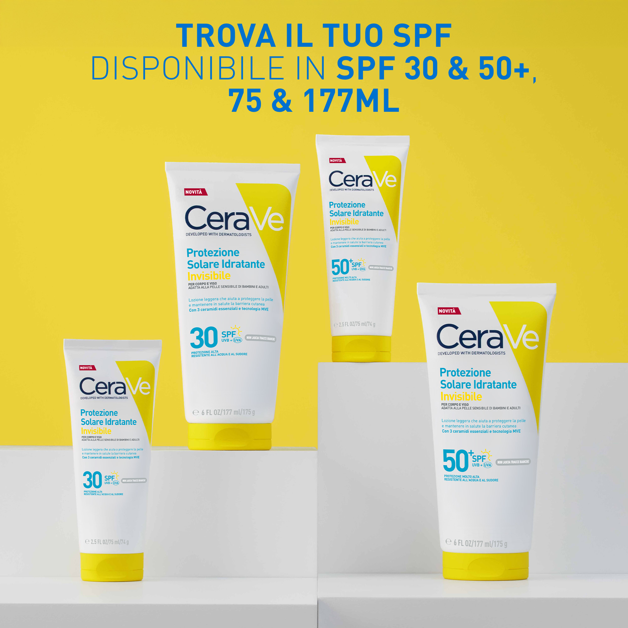 CeraVe Protezione Solare Idratante Invisibile - Crema Solare SPF50+ Viso E Corpo​ 177 ml