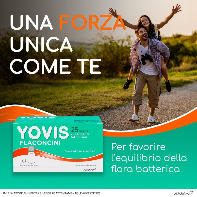 Yovis Flaconcini, Probiotici per il Benessere Intestinale, 25 Miliardi di Fermenti Lattici Vivi, Senza Glutine e Lattosio, 10 Flaconcini da 10ml