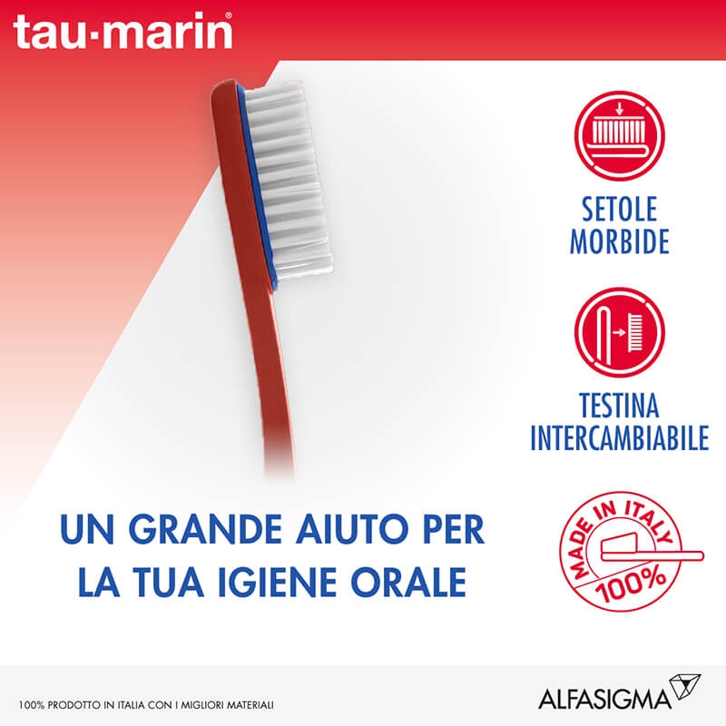 Tau-Marin Spazzolino Magnum Morbido Testina Intercambiabile
