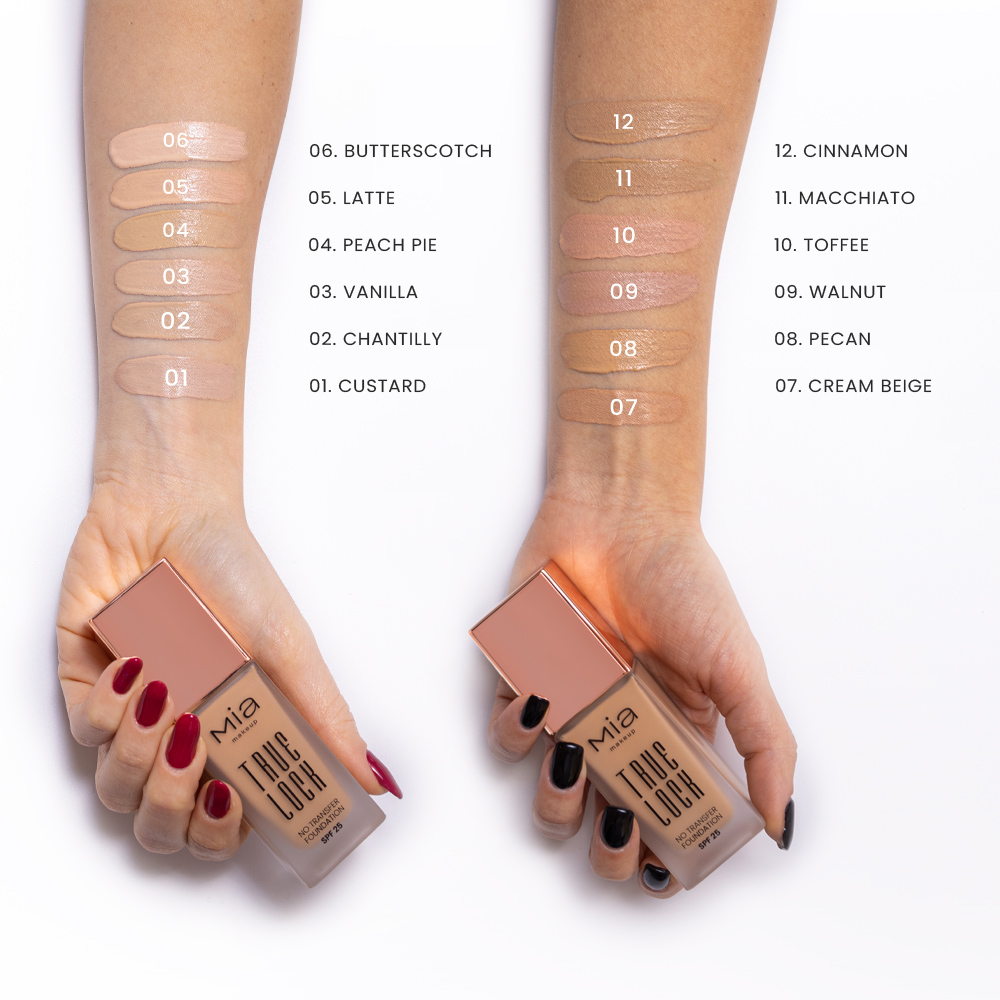 Mia Makeup - True Lock - Fondotinta Fluido SPF25 A Lunga Tenuta - N.01 Custard