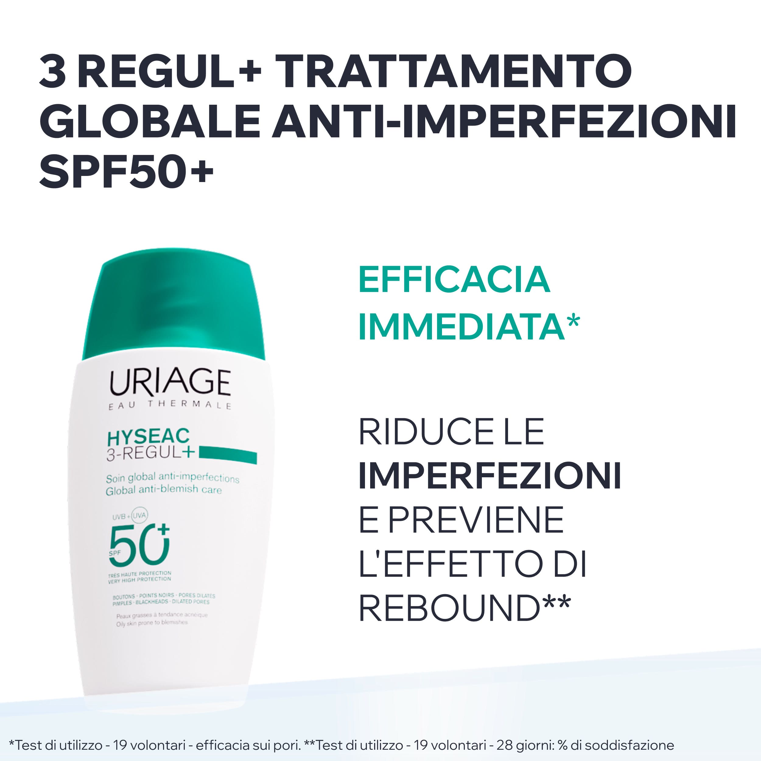 Uriage Hyseac - 3-REGUL+ Trattamento Globale SPF50+ Per Anti-Imperfezioni, Pelle Grassa E Acne 50 ml