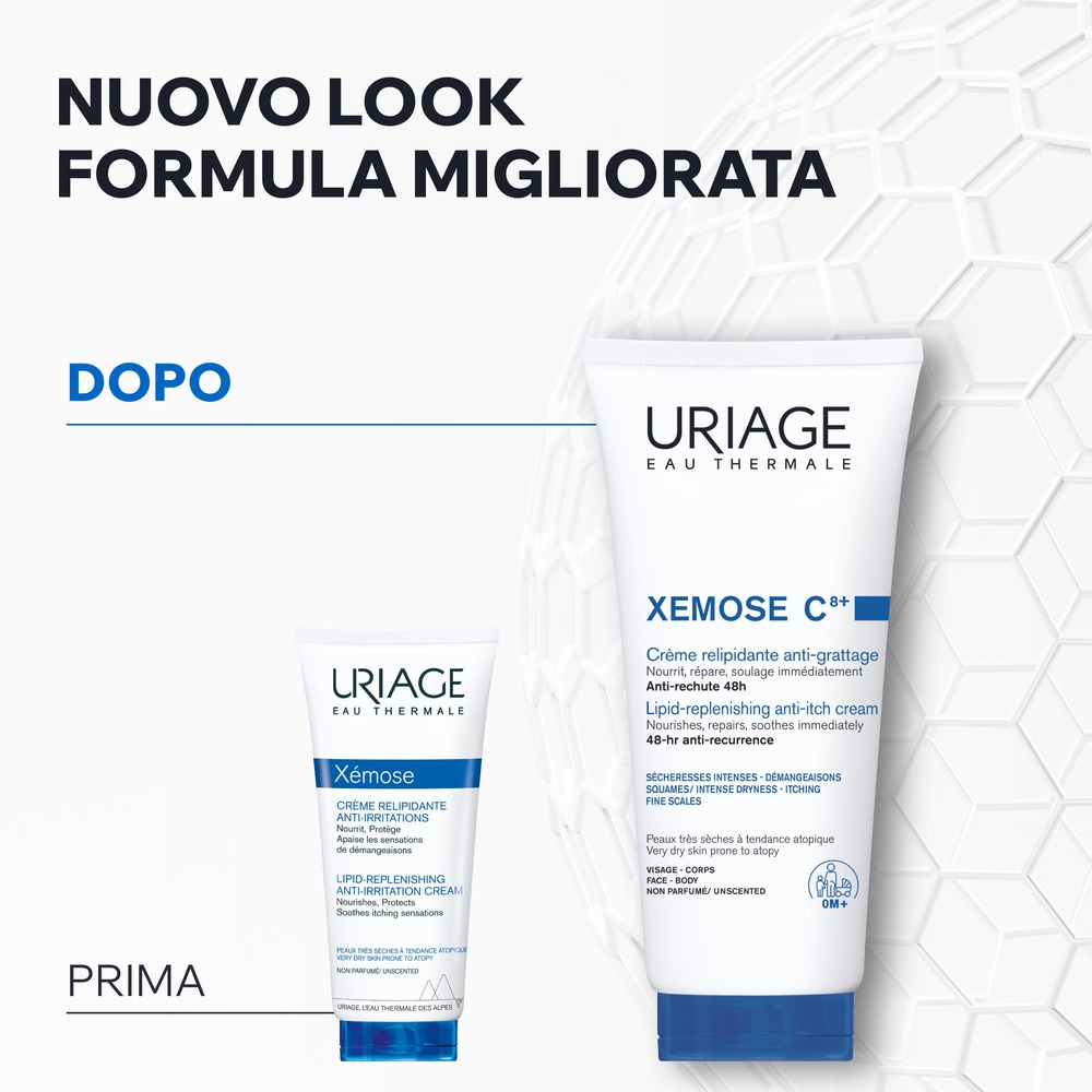 Uriage - Xémose C8+ Crema Relipidante Antiprurito Per Pelle Secca, Atopica E Con Eczema Viso E Corpo 200 ml