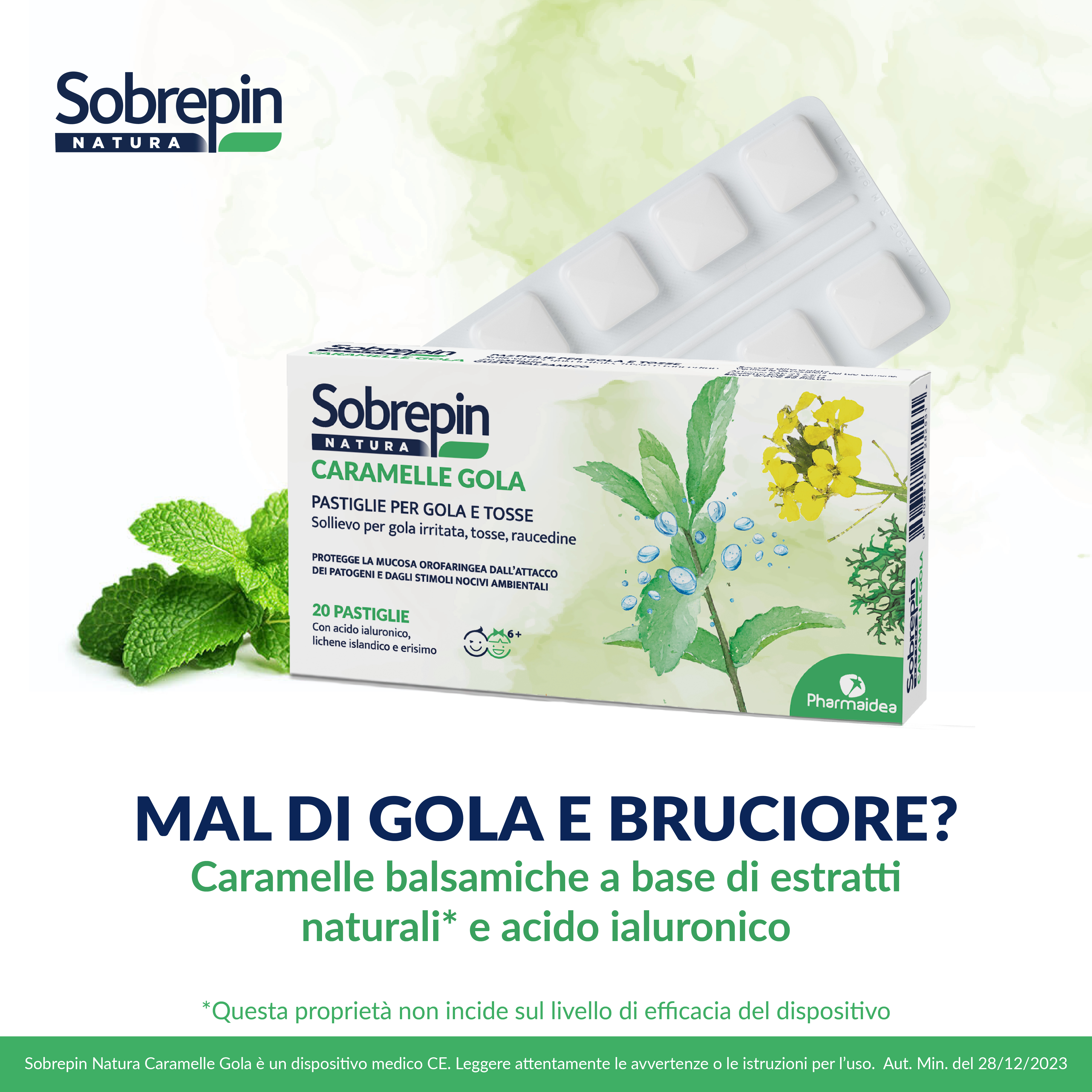 SOBREPIN NATURA CARAMELLE GOLA 20 PASTIGLIE