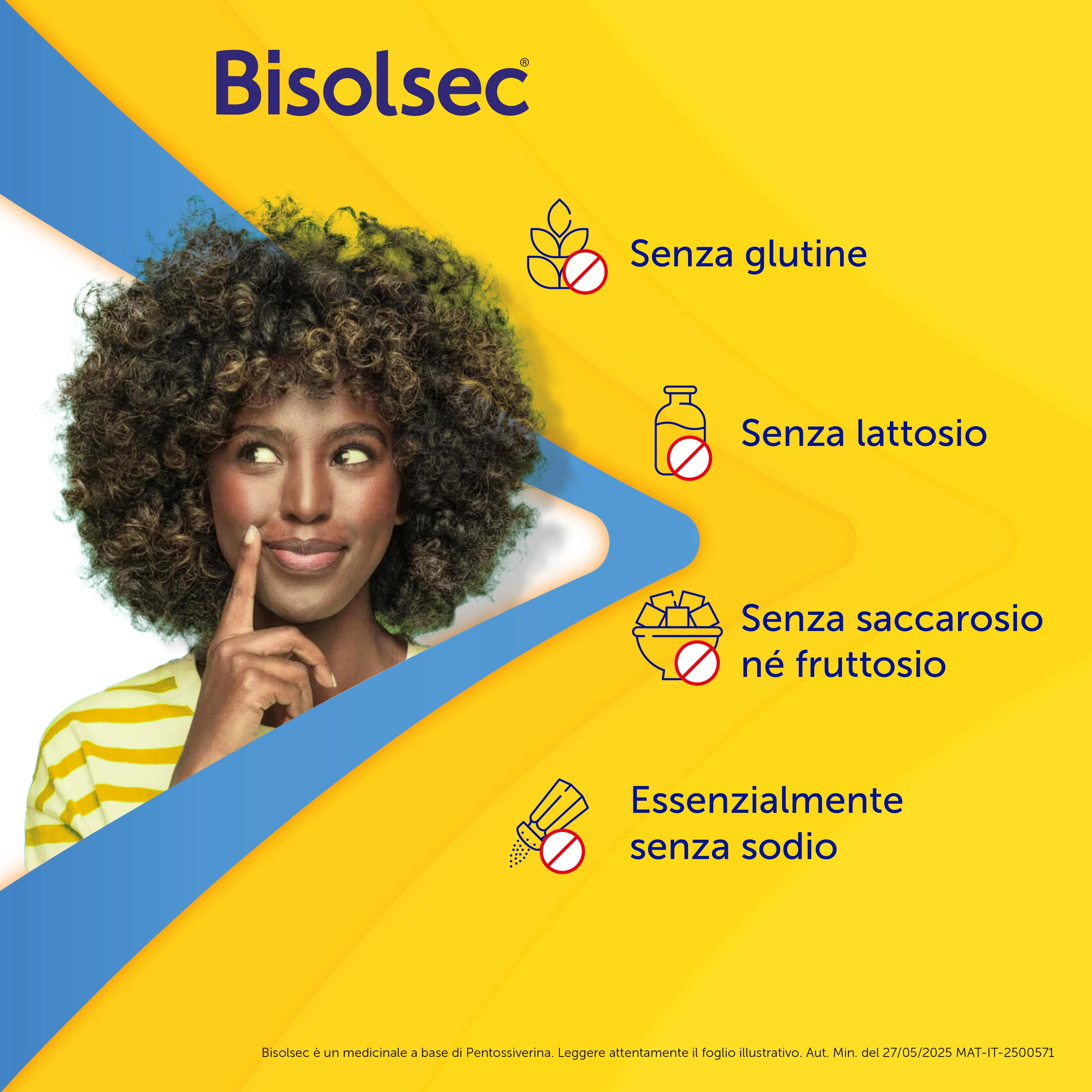 Bisolsec 2,13 mg/ml Soluzione Orale 190 ml - Sciroppo Sedativo Per Tosse Secca Adulti E Bambini (6+)