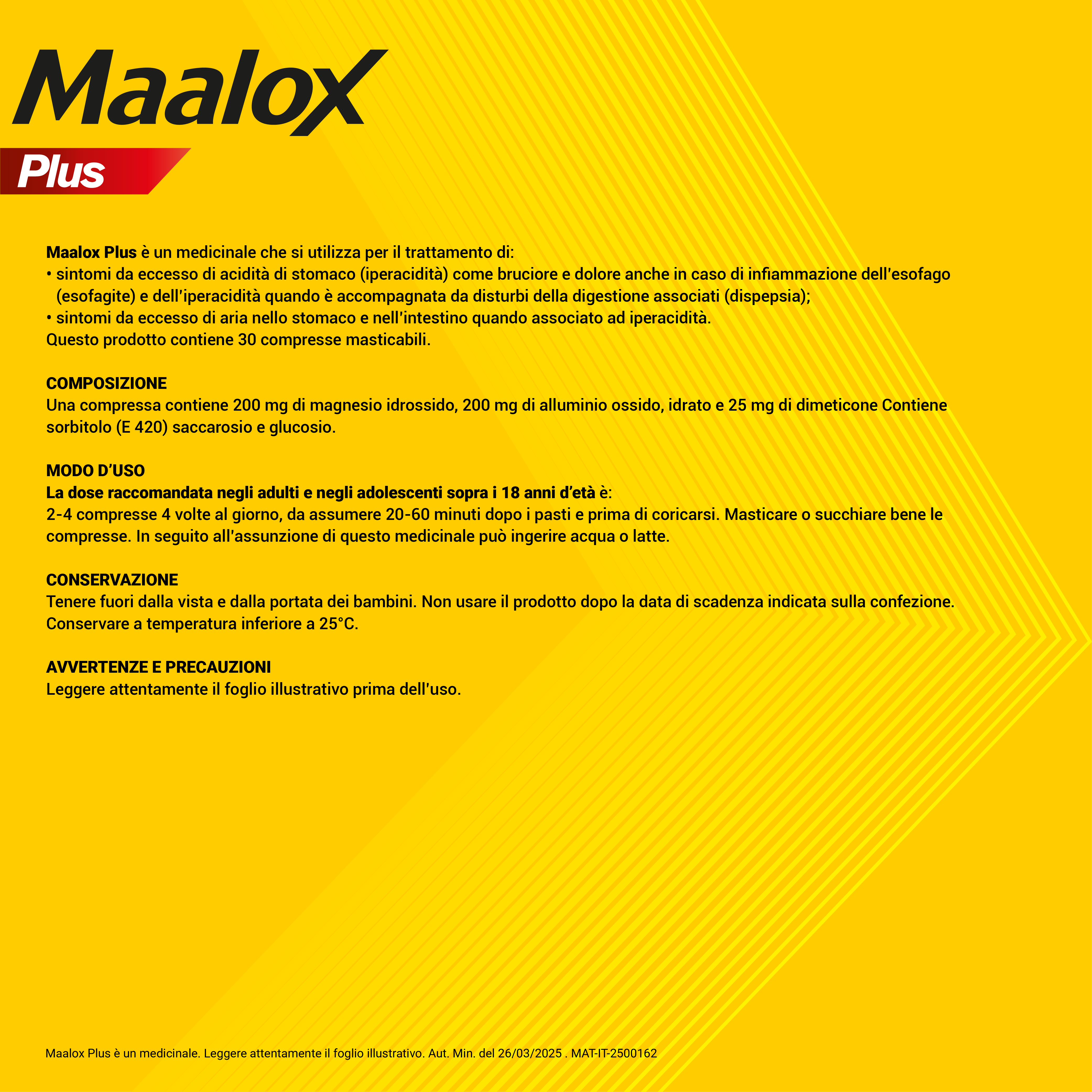 Maalox Plus 200 mg + 200 mg + 25 mg - 30 Compresse Masticabili Contro Bruciore, Cattiva Digestione E Iperacidità Di Stomaco