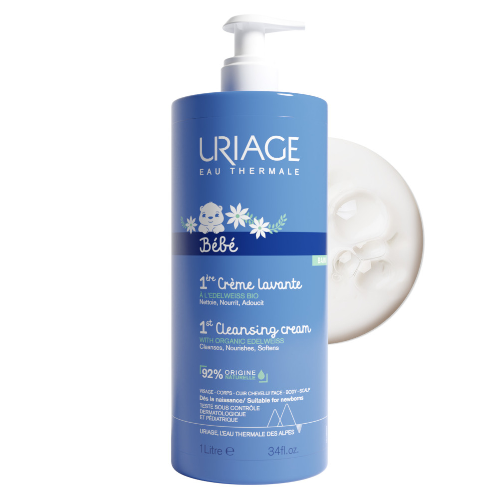 URIAGE Detergente e shampoo bebè per detergere delicatamente e preservare il film idrolipidico 1Lt