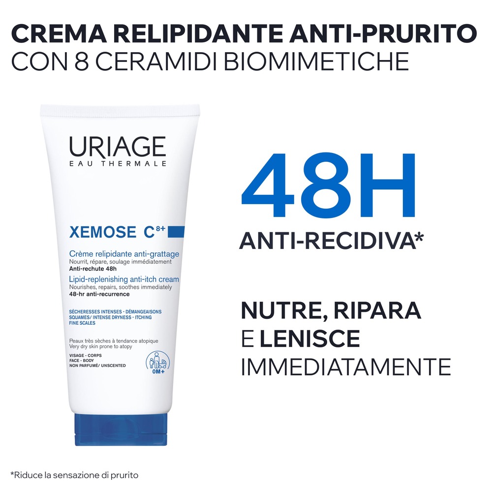 Uriage - Xémose C8+ Crema Relipidante Antiprurito Per Pelle Secca, Atopica E Con Eczema Viso E Corpo 200 ml