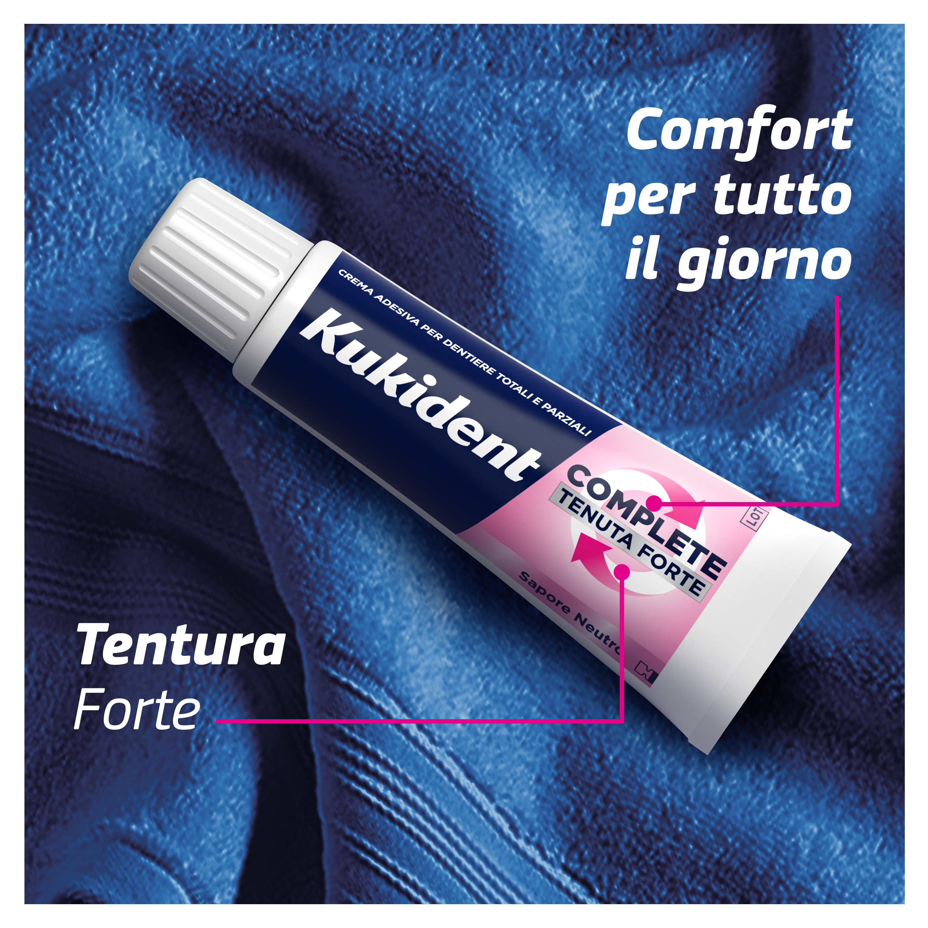 Kukident - Complete Tenuta Forte Aroma Neutro - Crema Adesiva Per Protesi Totali E Parziali 70 g