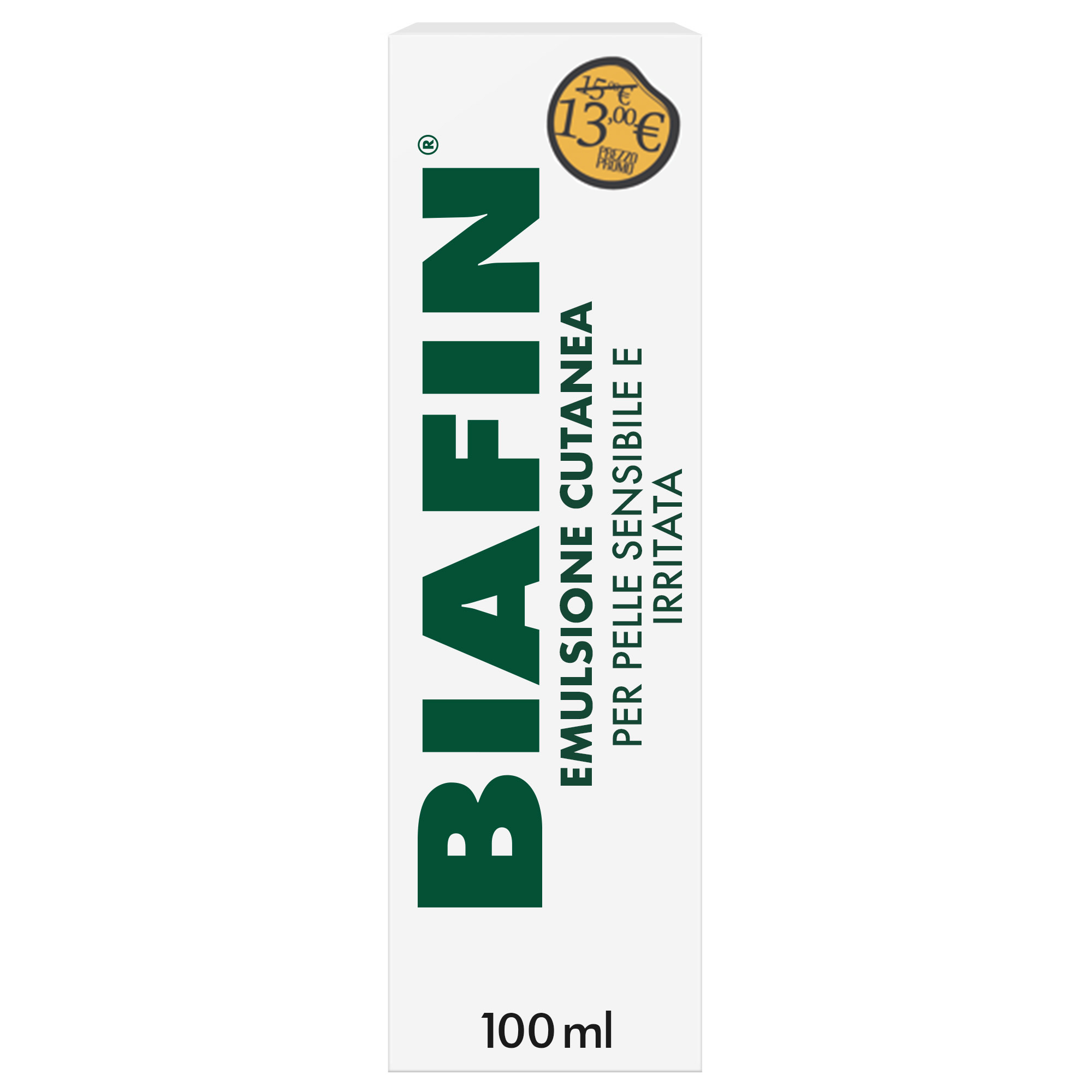 Biafin Emulsione Cutanea Idratante Lenitiva 100 ml, Crema scottature e pelle sensibile e irritata