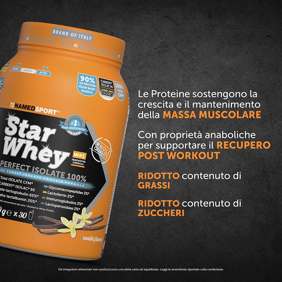 Named Sport - Star Whey Isolate Gusto Vanilla 750 g - Proteine Del Siero Del Latte In Polvere