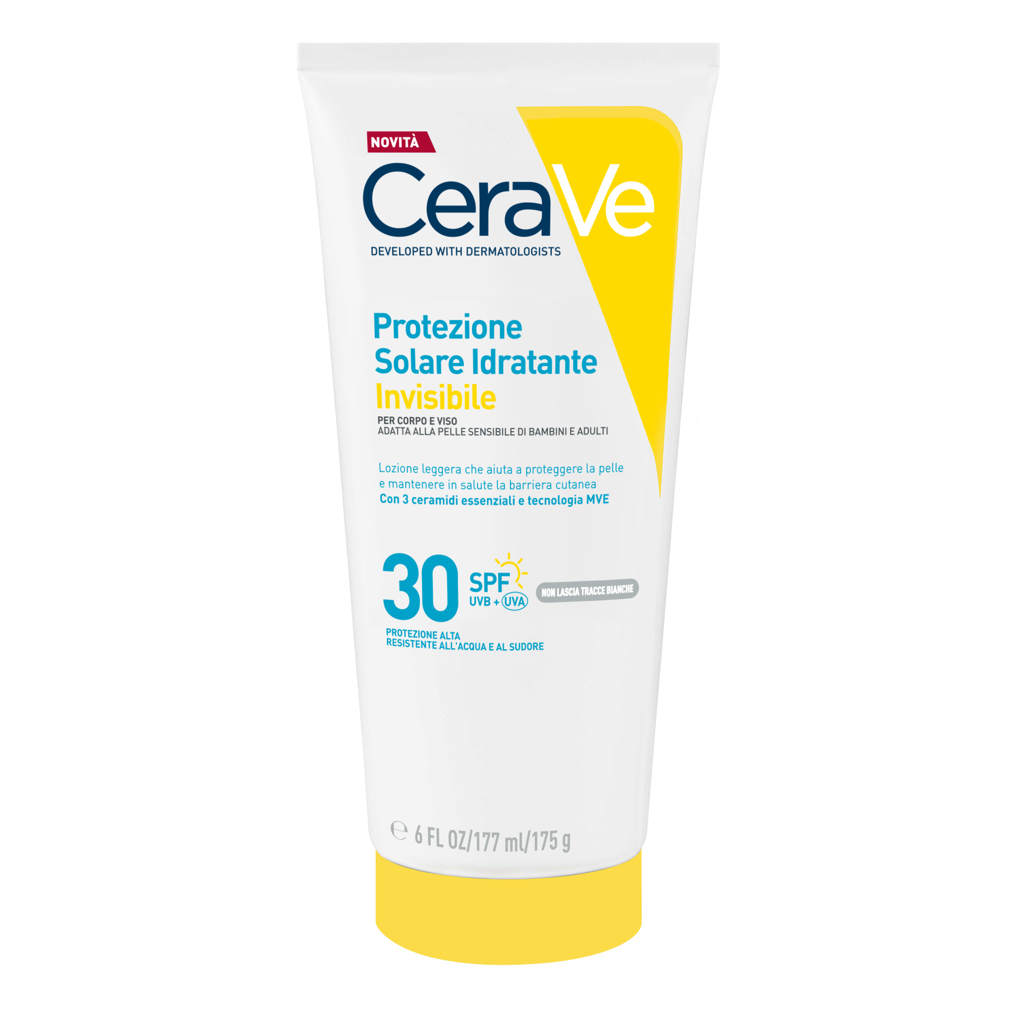 CeraVe Protezione Solare Idratante Invisibile - Crema Solare SPF30 Viso E Corpo 177 ml