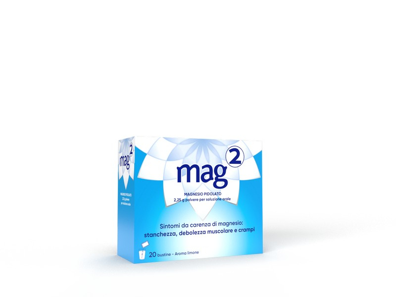 MAG2 Magnesio Pidolato 2,25 g Polvere - Soluzione Orale Per Stanchezza E Debolezza Muscolare 20 Bustine