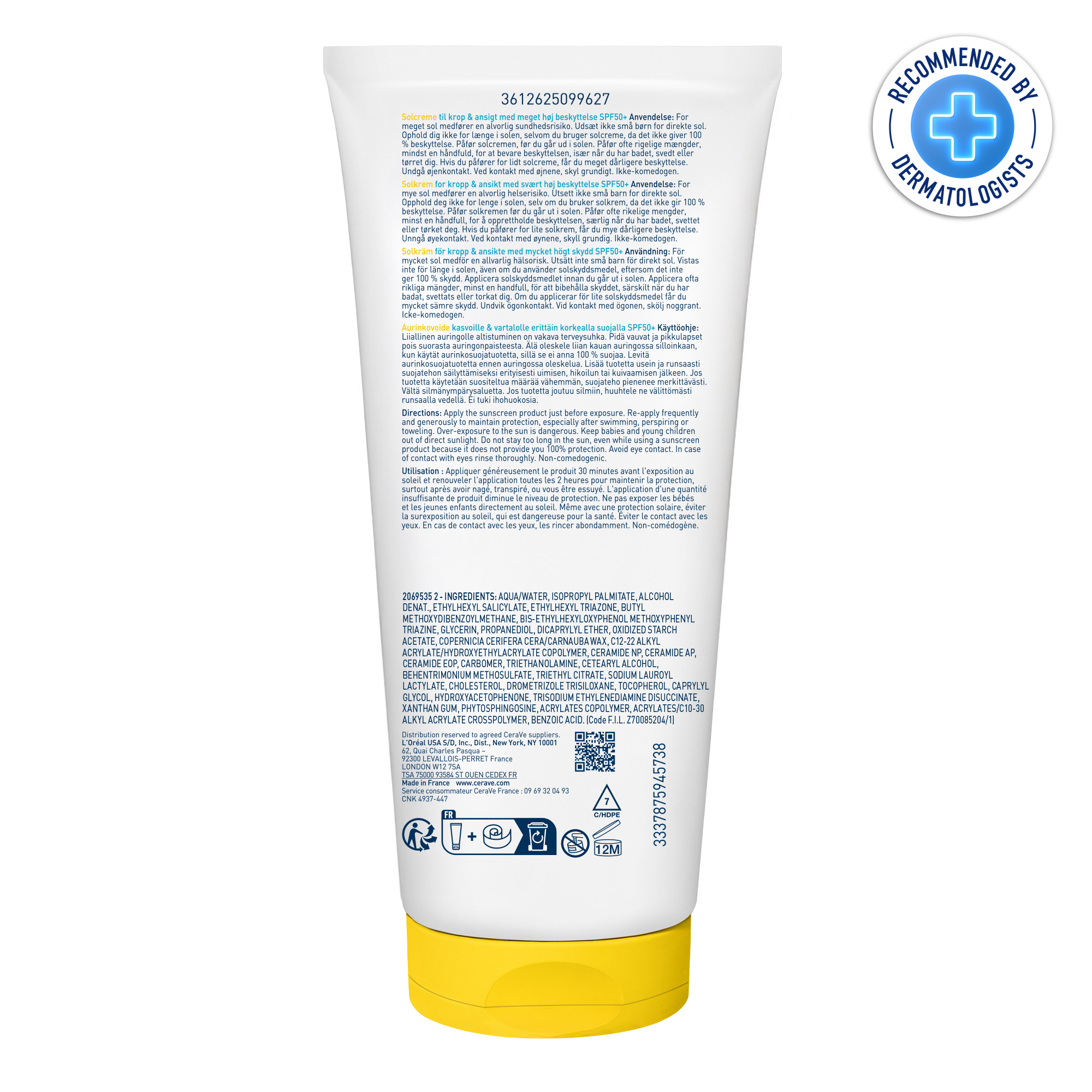 CeraVe Protezione Solare Idratante Invisibile - Crema Solare SPF50+ Viso E Corpo​ 177 ml