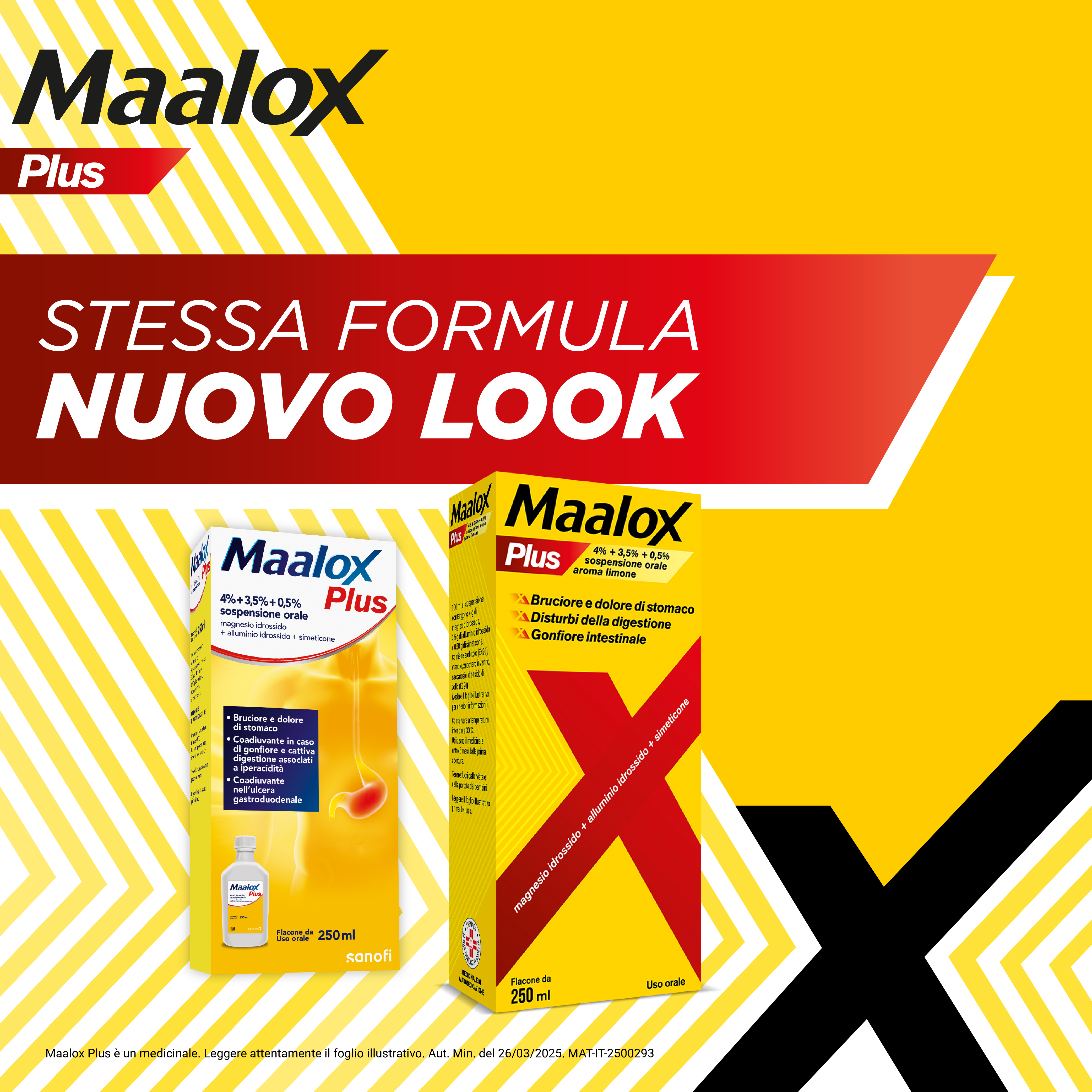 Maalox Plus  4% + 3,5% + 0,5% - Sospensione Orale Contro Bruciore E Iperacidità Di Stomaco 250 ml